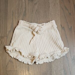 Cream Ruffle Knit Women Shorts